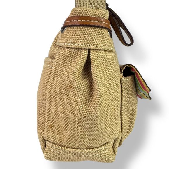 Fossil 1954 Vintage Y2K 90s Canvas Leather Crossbody Bag Front Flap Pockets - Picture 6 of 12